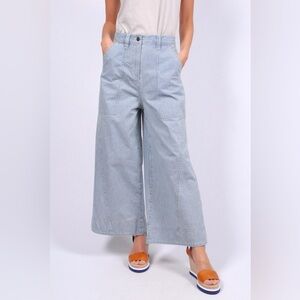 Ulla Johnson Giada Wide-Leg Denim Trousers | Patch Pocket, Light Blue (26)